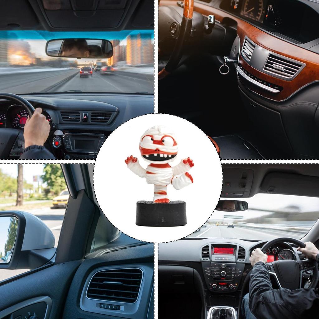 Solární energie Dekorace na palubní desku auta Palubní deska Mumie Třesoucí se figurky Solární energie Malá halloweenská dekorace pro vozidlo Auto