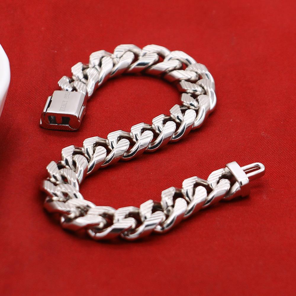 Classic Cuban Whip Car Flower Bracelet Thick Rhodium Gold Plated Men'S Jewelry