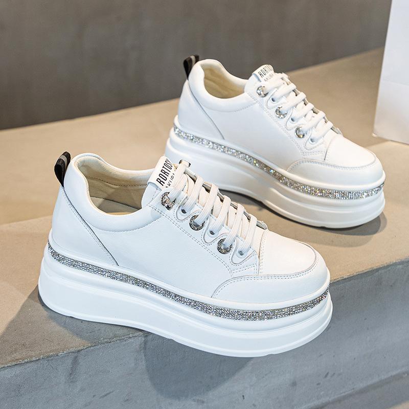 

7см 2025 Ботильоны Обувь Эластичные Массивные Кроссовки Удобные Летние Туфли Мода Микрофибра Вулканизированные Женские Повседневные Туфли 39 белый