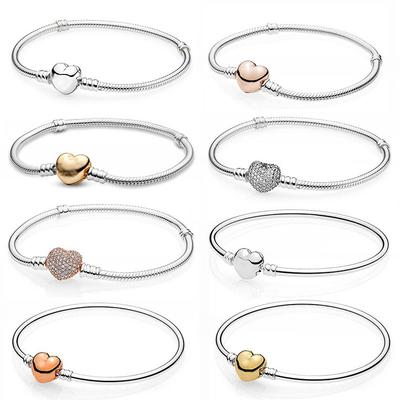 2026 Bead Bracelet 925 Silver Full Diamond Love Rose Gold Bracelet Fashion DIY Suitable for String Decoration