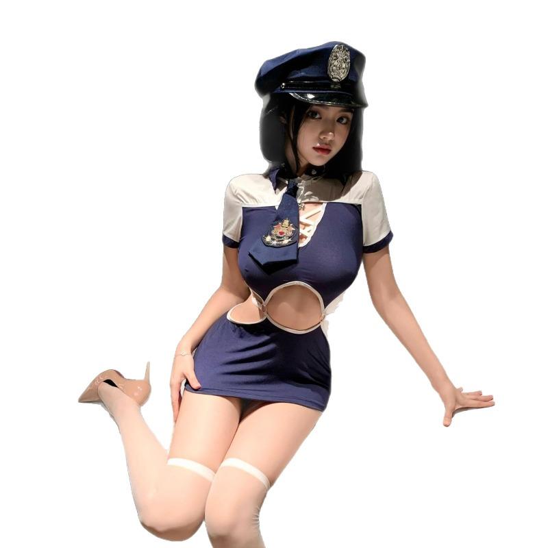 Sexy lingerie sexy policewoman cos uniform seduction instructor small breasts and thin mood hip-wrapped onesie suit