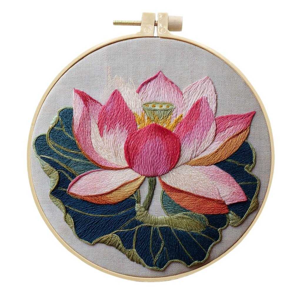 1pc Lotus Pattern DIY Embroidery Kit for Beginners