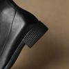 Fashion Women's New Leather Round Toe Autumn and Winter Mid Heel and Calf Back Zipper Retro Comfortable Elastic Short Boots
