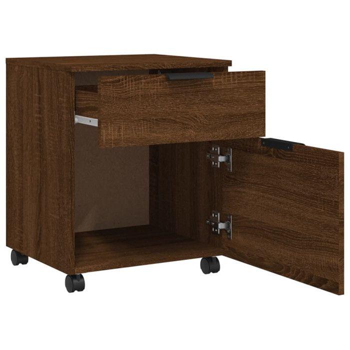 VidaXL Mobile Filing Cabinet with Wheels Brown Oak 45x38x54 Cm Wood 817137