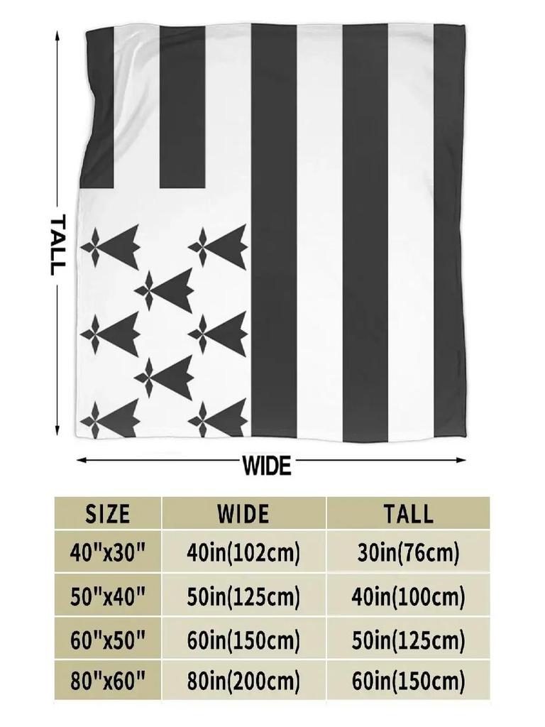 Flagge der Bretagne Drapeau Breton Gwennhadu Hermelin Weiche Warme Flanell-Kuscheldecke für Bett Sofa Picknick Reisen