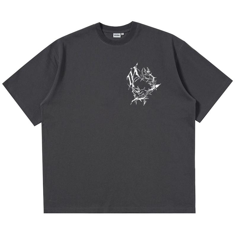Mens TShirts THORNS Graphic Streetwear Cotton Tops Tees Short Sleeve Tee Oversized Vintage Hip Hop Korean Fashion Y2k Clothing