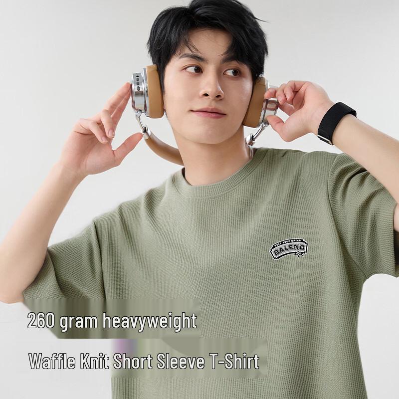 Baleno Herren Oversized Waffelstrick Kurzarm-T-Shirt