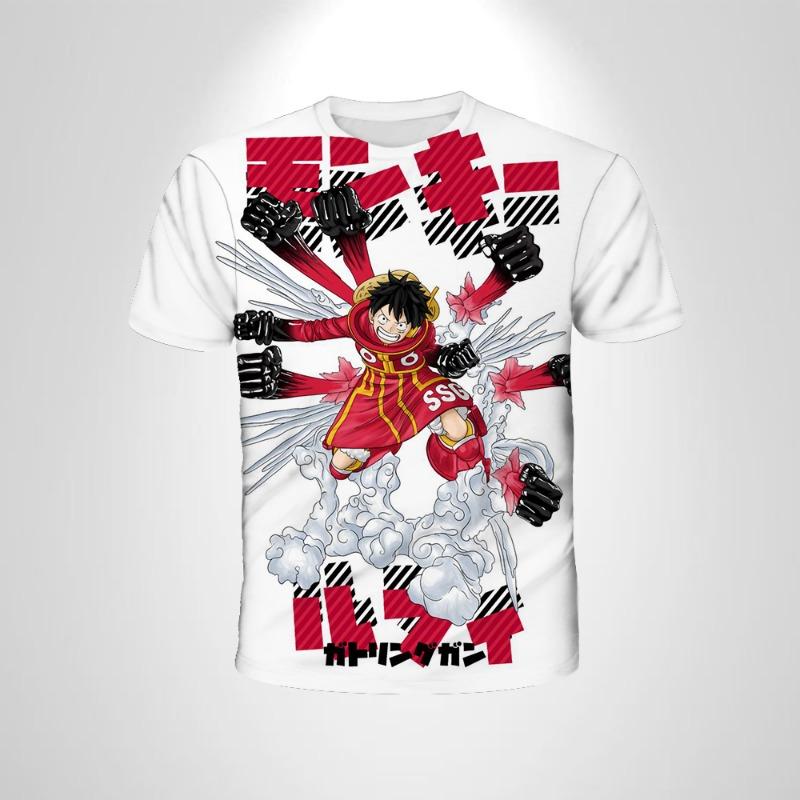 Cartoon Short-sleeved Cosplay Luffy Men  Anime One Piece Boy T-shirt Mans Top Boy Loose Men Clothing Black T-shirt