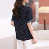Fashion heavy silk top women's short-sleeved  wear new mulberry silk polka dot loose T-shirt