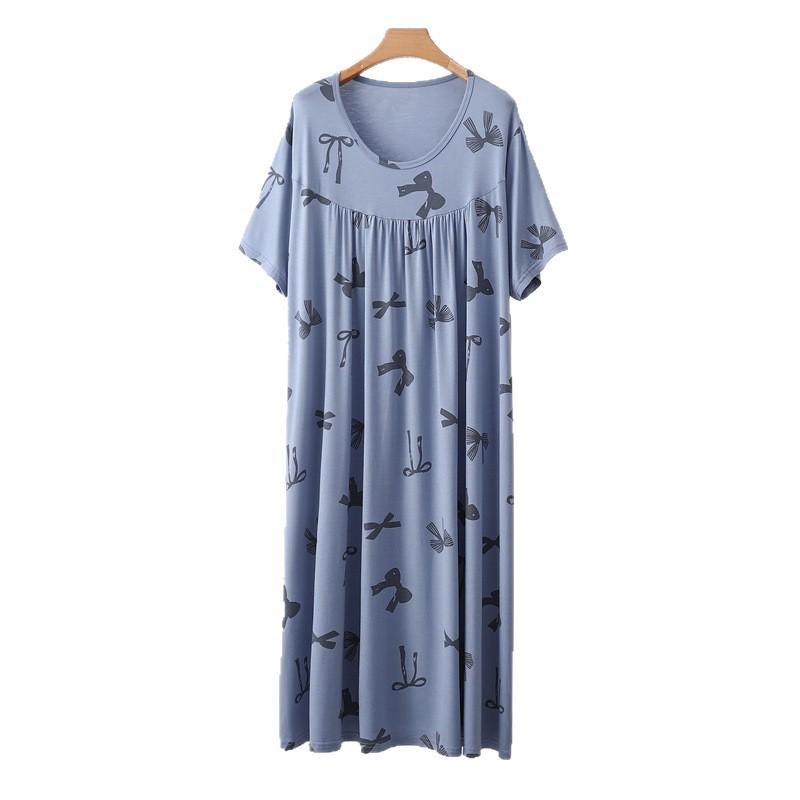 Women's V-Neck Modal Nightgown Dress - Plus Size, Lightweight, Indoor/Outdoor Wear for Spring & Summer