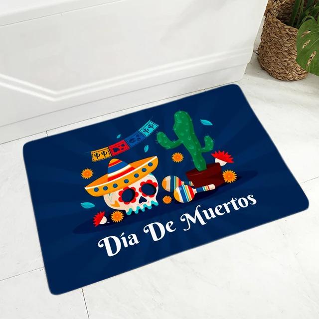 Cartoon Mexico Day of The Dead Entrance Doormat Home Decor Sugar Skulls Kitchen Hallway Rugs Bathroom Non-slip Floor Mat