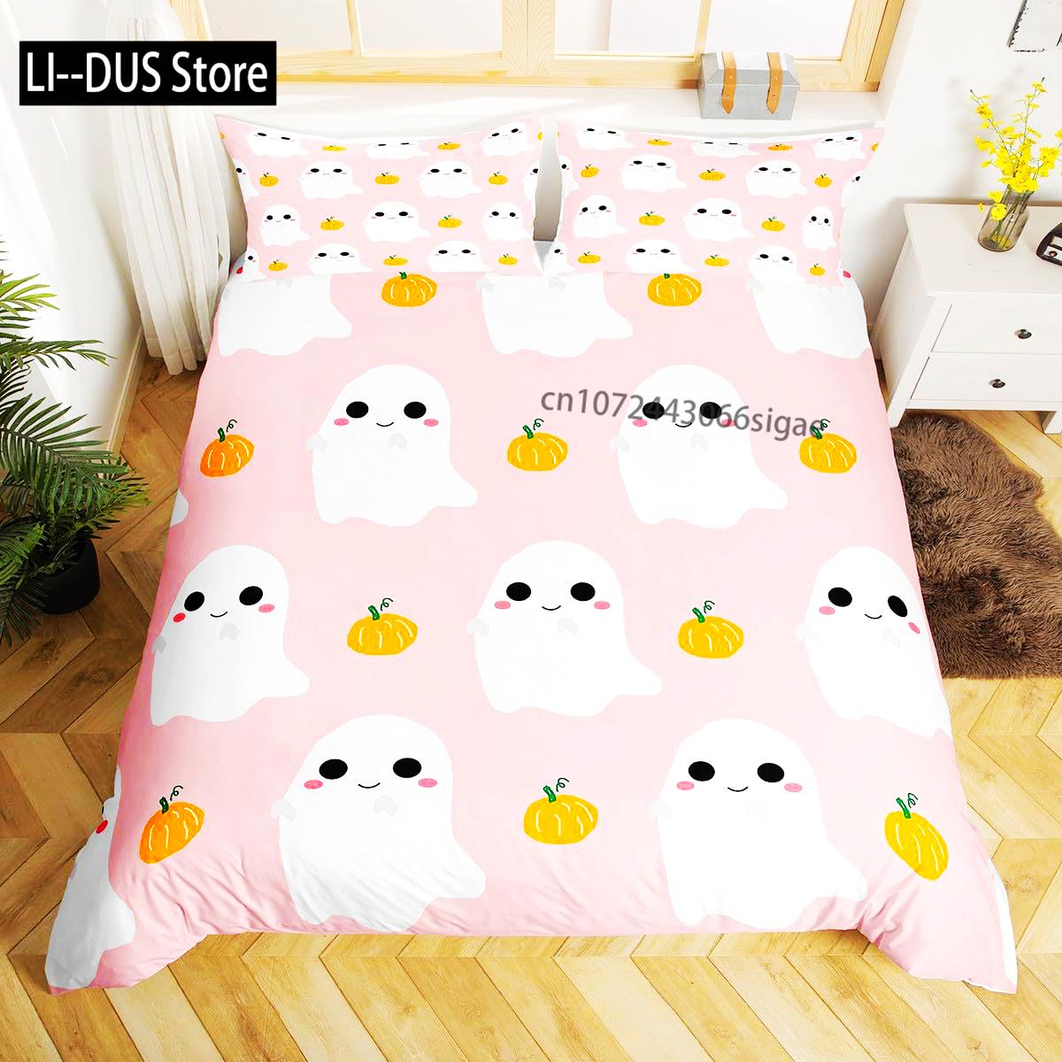 

Comforter Cute Halloween Bedding Ghost Pumpkin Dorm Bedding Halloween Decor Nursery Toddler Bedding Set Comforter (quilt)-EU Single(135*200cm)3pcs
