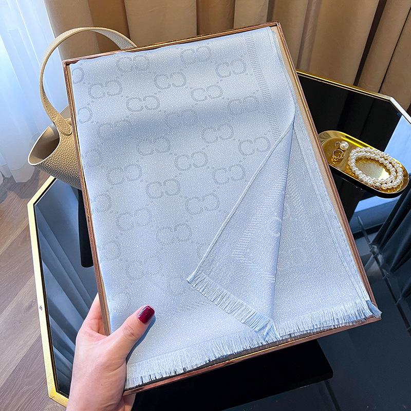 Summer Seaside Vacation Women's Scarf Shawl Decoration Fashionable Letters Cotton Sunscreen Women