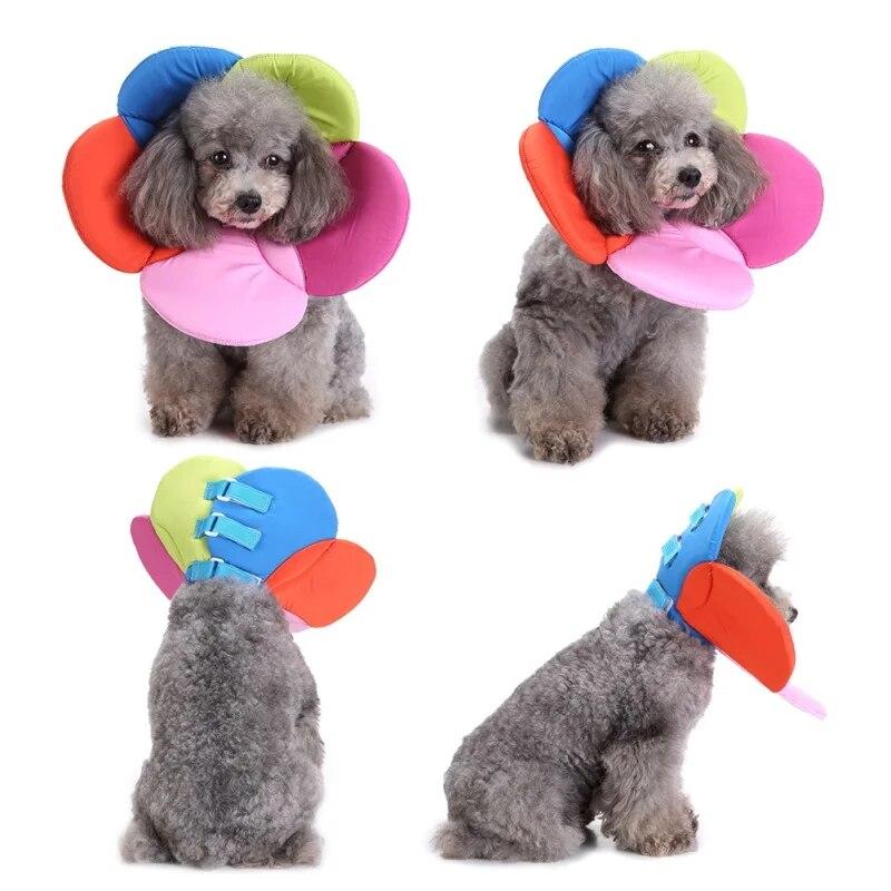 Pet Cat Dog Flower Neck Collar Anti Bite Beauty Adjustable Protector Cover Ring