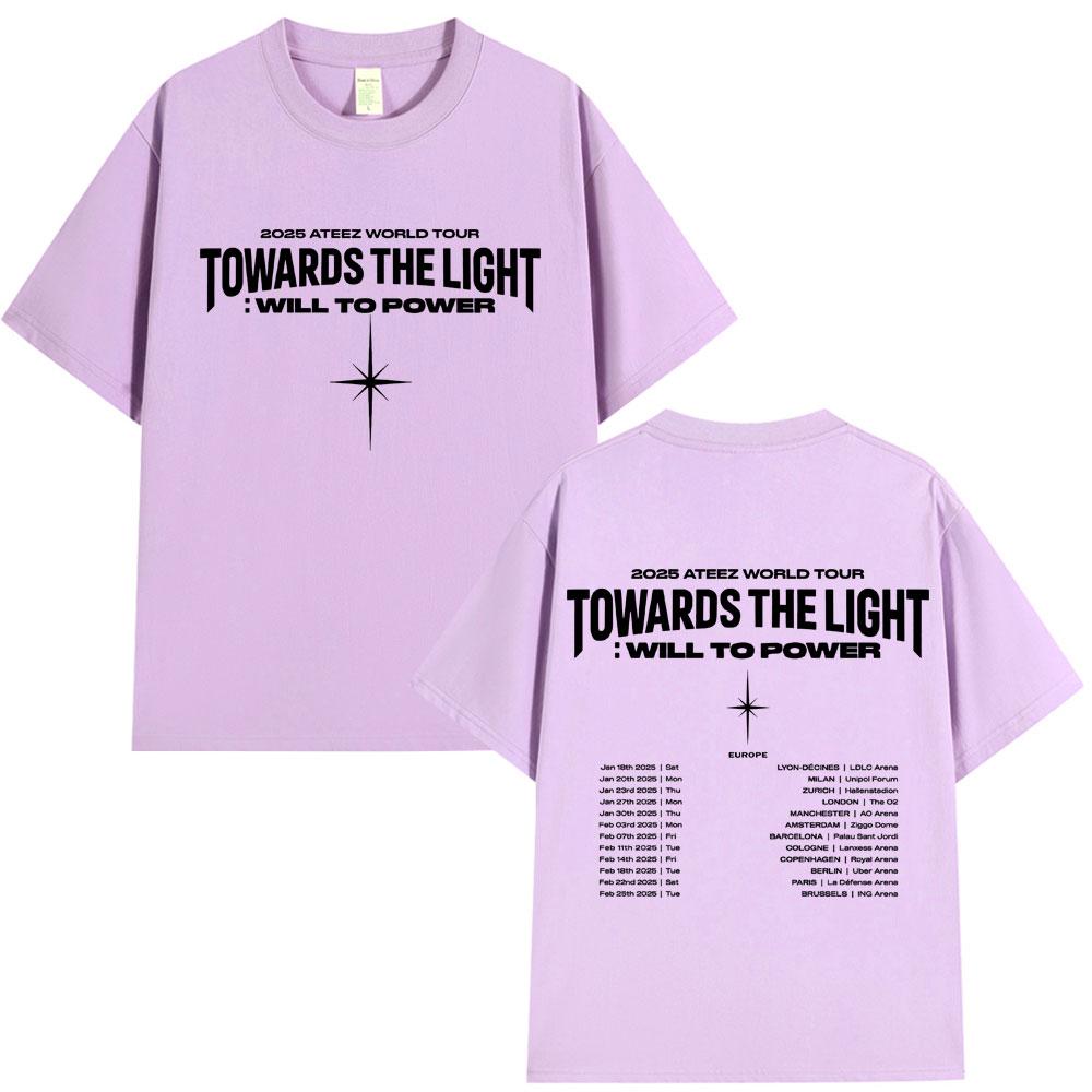 Ateez 2025 World Tour Towards The Light: Will To Power T Shirt Men Women Korean Kpop Fashion High Quality Casual Cotton T-shirts