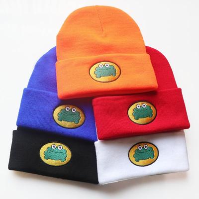 Funny Frog Multi-color Solid Color Acrylic Wool Hat Thickened Knitted Cute