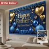 2D Flat Happy Father's Day Banner Navy Blue & Gold Themed Backdrop with "I Love Dad" Text