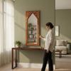 Wooden Wall Decor Mirror With Glass | Indian Bedroom Mirror | Living Room Furniture Decor ,Indian Brass Fitted Mirror For Home Decor