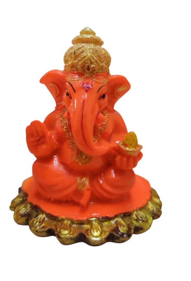 @ Lord Ganesha Idol In Orange Color Ideal For Car Dashboard 80Gm Zr-7030-60%Off