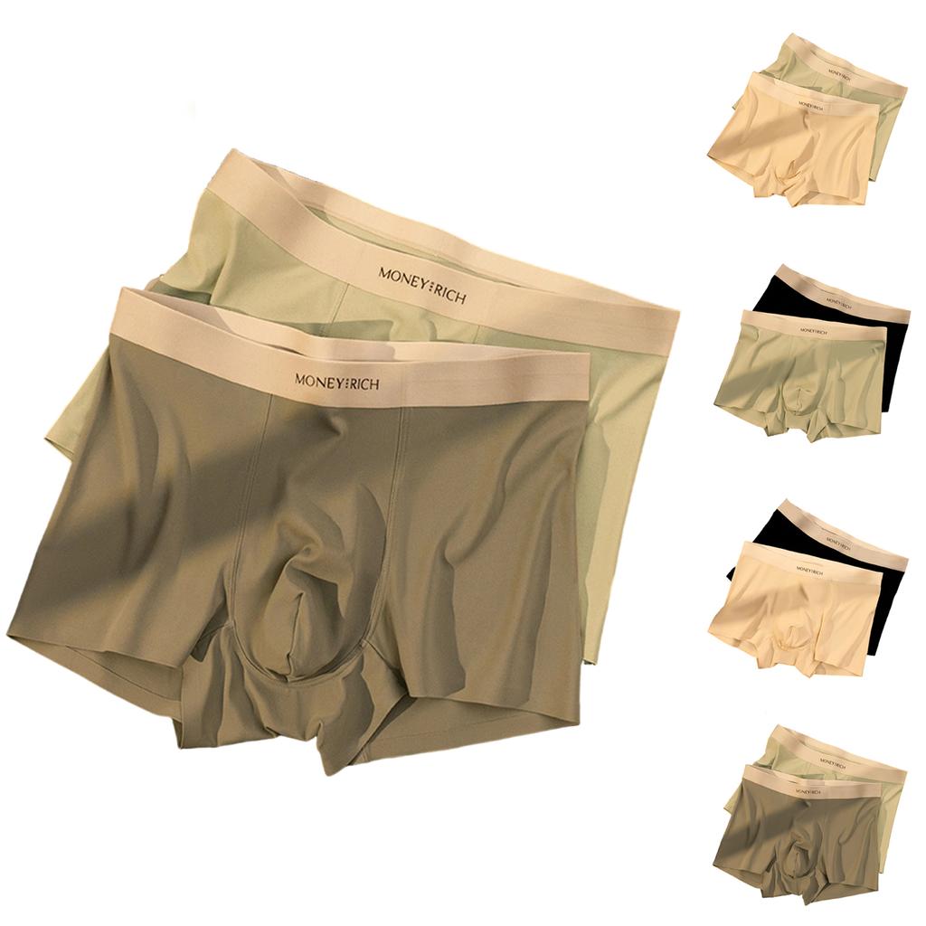 Men's Seamless Boxer Briefs Thin Breathable Underwear Stretch Fabric Soft Waistband Two Pack