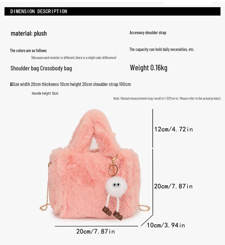 2025 Versatile Plush Single Shoulder Tote: Cute, Soft, Adorable Autumn/Winter Women's Crossbody Handbag.