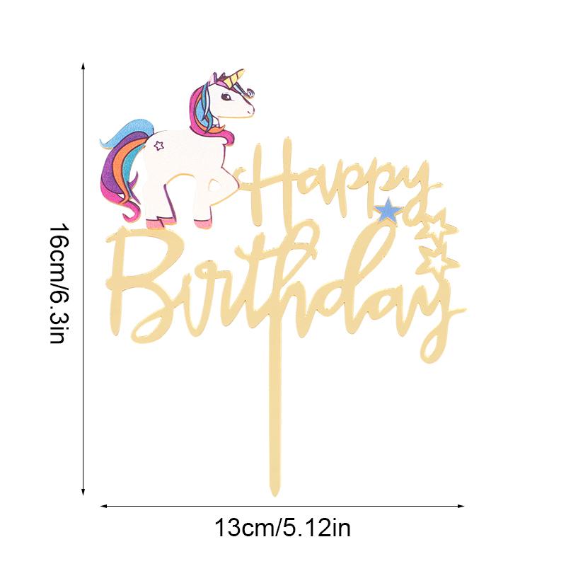 Happy Birthday Unicorn Acrylic Cake Topper Decoration Kids Girls Unicorn Theme Birthday Party Decor Supplies Baby Shower