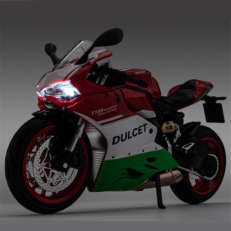 1/12 Ducati 1199 Panigale Alloy Racing Motorcycle Model Diecast Metal Toy Street Sports Motorcycle Model Sound and Light Childrens Gift