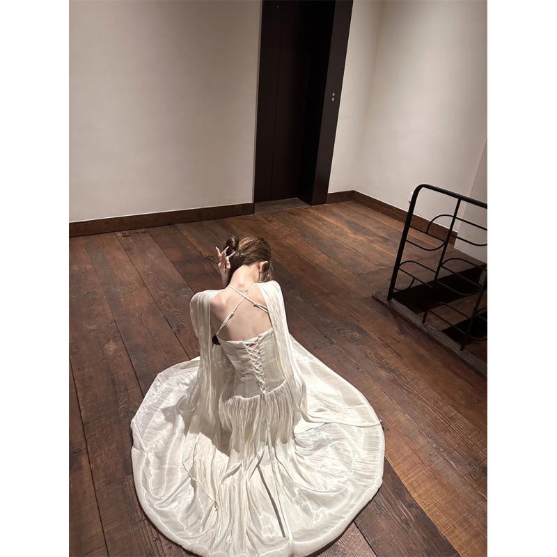 Real Shot, French Neck Dress Can Be Worn Every Day, Engagement Night Birthday Small Light Dress Skirt Temperament Beautiful Long Dress