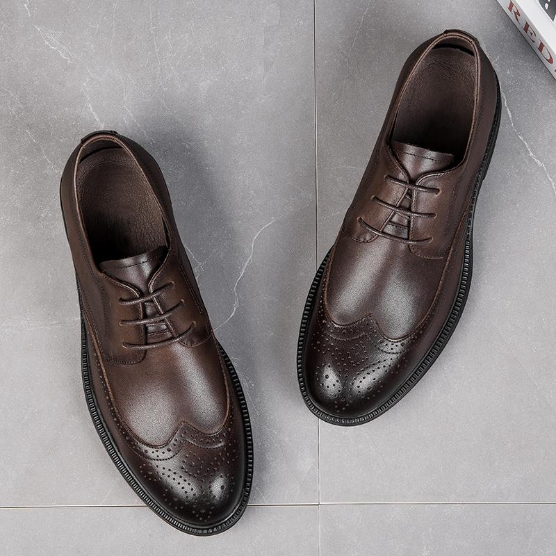 FashionNew Genuine Leather Mens Oxford Shoes Breathable Outdoor Sneakers Luxury Brand Men Brogue Shoes Handmade Casual Business Shoes