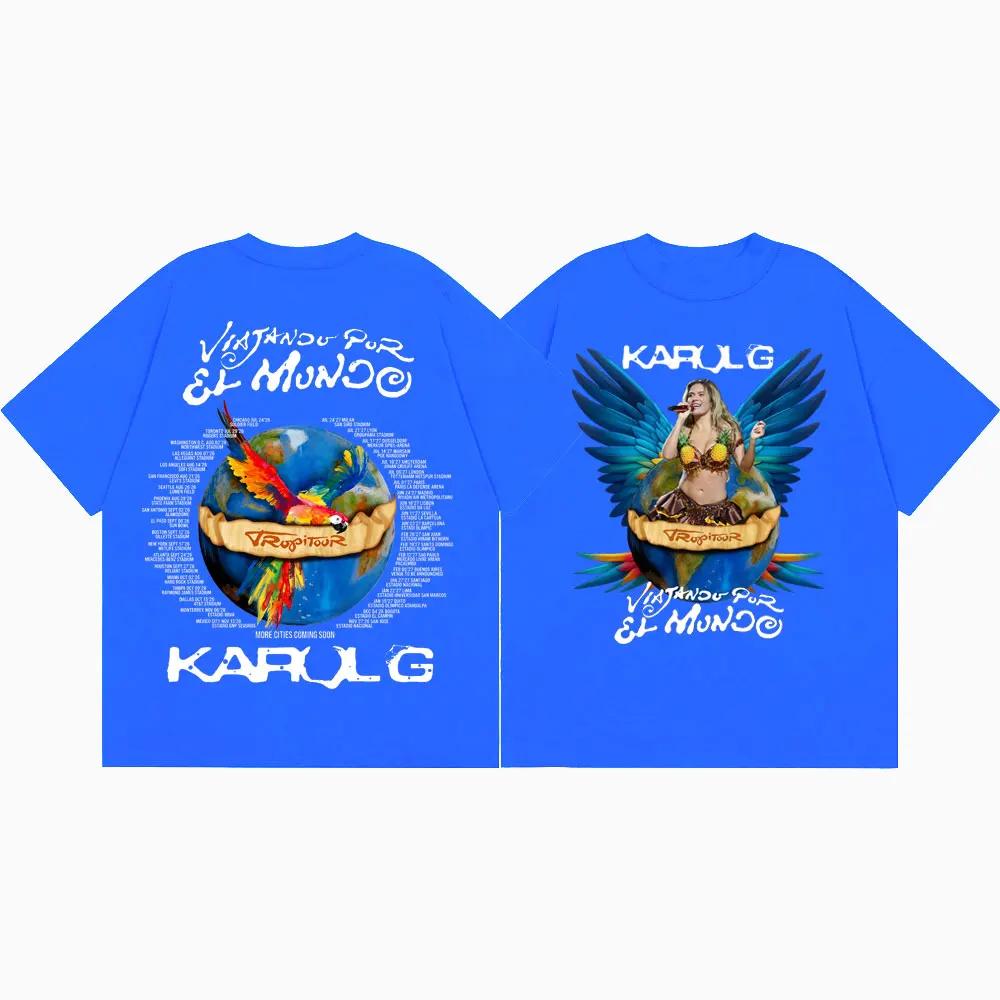 Cantante Karol G Tropicoqueta Tour 2026 Magliette Grafiche Uomo Donna Moda Vintage T-shirt Estiva Casual Ampia Magliette in Cotone