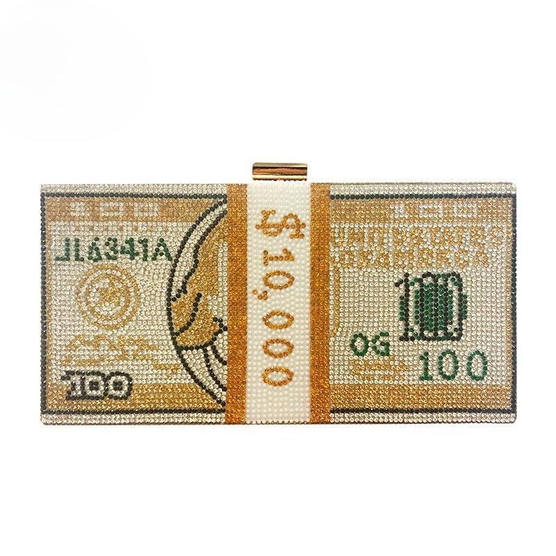 

2020 Full Diamond Small Square Bag Dollar Dinner Bag Diamond Fashion Dollar Bag Жіноча сумка зі стразами 20.5cm*5.8cm*10.4cm світло-жовтого кольору