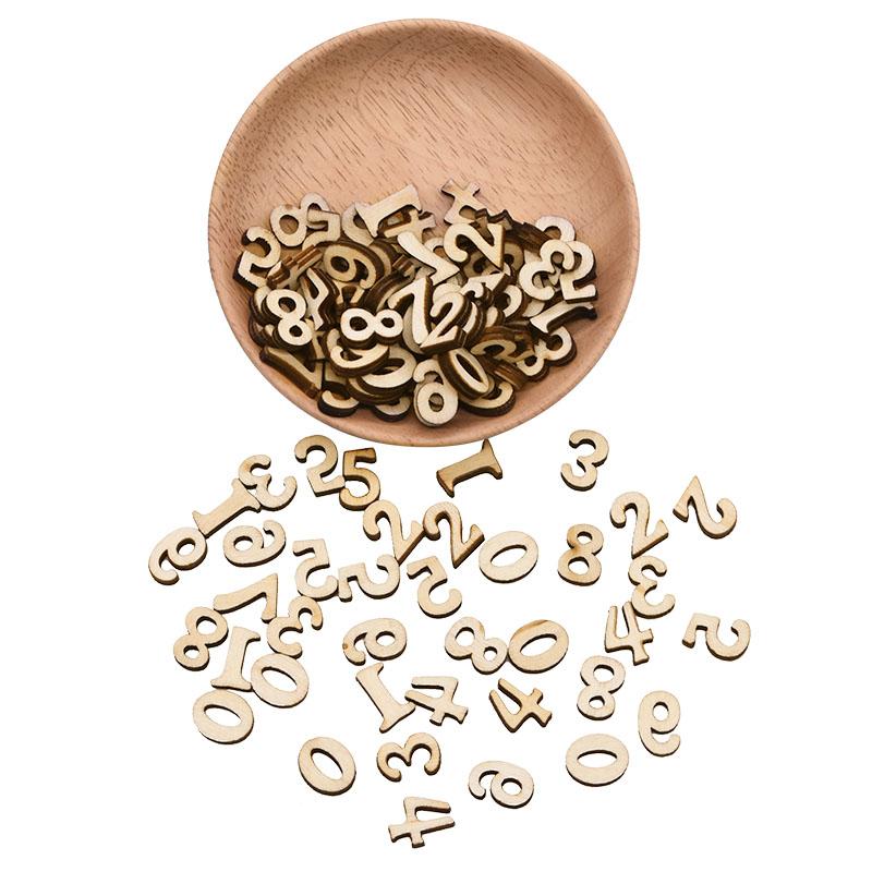 100Pcs Random Mixed Wooden Letters Alphabet English Number Digtal DIY Scrapbooking Arts Crafts Wedding Embellishments Decoration