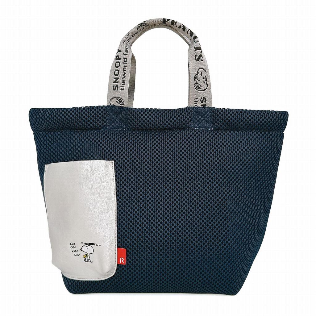 Rootote Women's Snoopy Tote Bag, Small, Lightweight Mesh, IP.Deli.Wafer.Peanuts-0K 8433 (01 Navy)