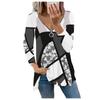 Women's Fashion Casual Zipper V- Neck Irregular Striped Geometric Print Long Sleeve Jacket