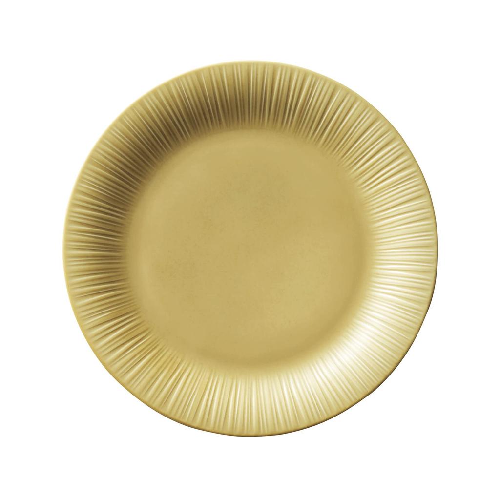 Noritake 24cm Conifer Khaki Plate, Microwave and Dishwasher Safe, Yellow Fine Porcelain (White), 1727L/90016