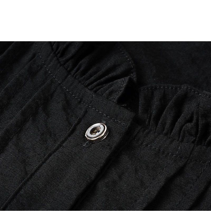 Summer Women's Solid Color Button Lantern Long Sleeve Tie Flowers Spring Autumn T-shirt Casual Flattering Trendy Korean Tops