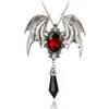 Goth Halloween Necklace Blue Crystal Vampire Bat Pendant Blue Black Crystal Choker Necklace Punk Jewelry