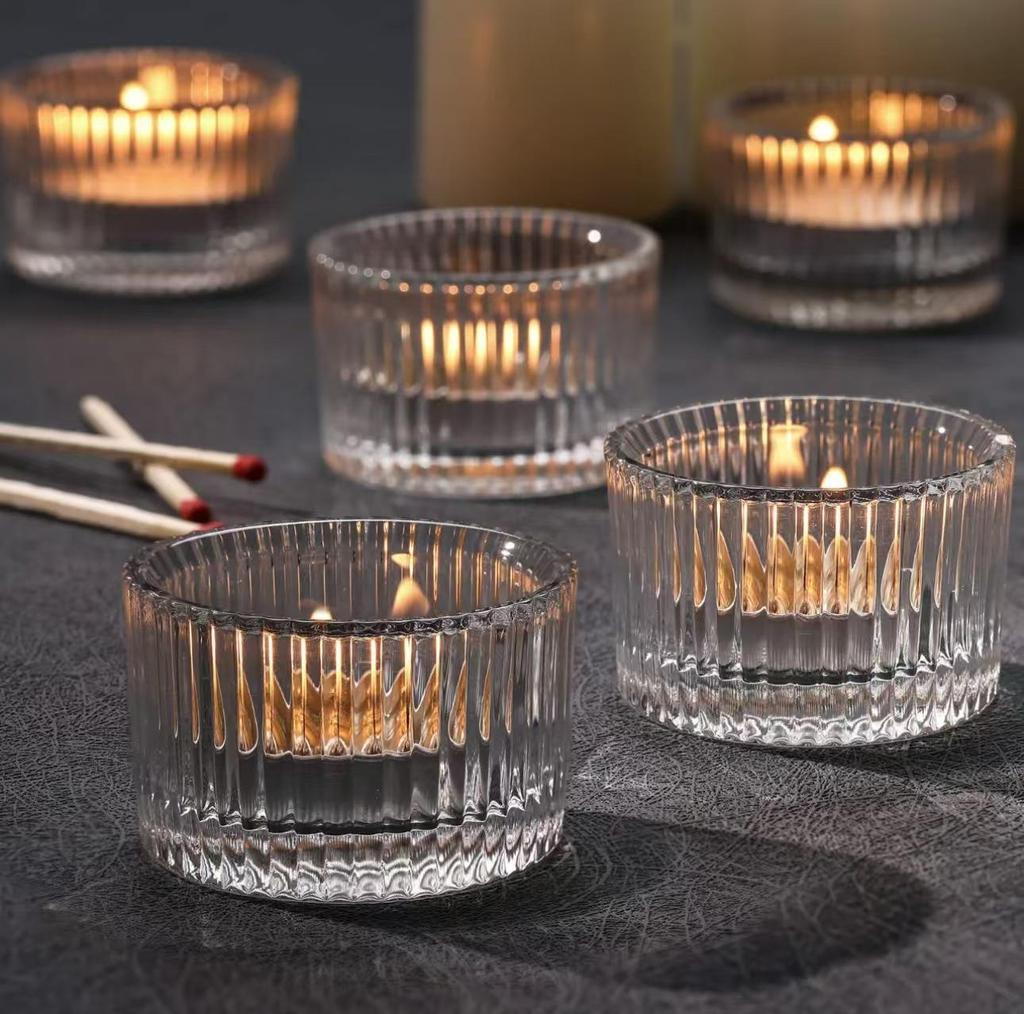 Transparent Fine-Textured Glass Candle Holder - Aroma Cup for Home Decoration