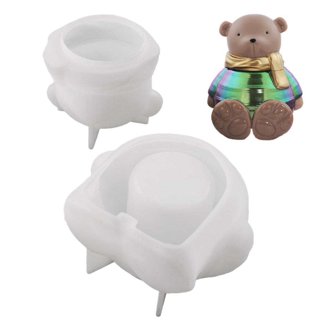 DIY Silicone Bear Storage Jar Mold Crystal Bear-Shaped Jewelry Storage Box Mold For Epoxy Resin Cement Plaster Crafting