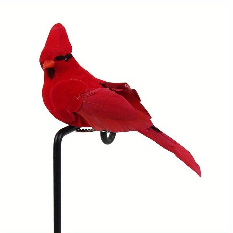 2pcs/set Red Foam Feather Bird Artificial Imitation Cardinal Birds Model Home Garden Plant Wedding Decoration Ornaments DIY Party