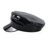 PU Beret British Elegant Shiny Black Painter Hat Grandpa Hat Cabbie Hat for Outdoor Walk Club Cabbie Hat