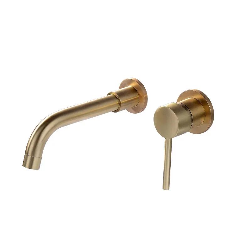 Bagnolux Brass Bathroom Faucet - Brushed Gold Single Lever, Hot/Cold Mixer, Deck Mounted
