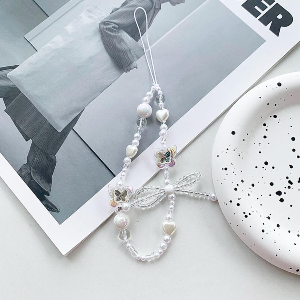Bow Mobile Phone Bead Chain Love Mobile Phone Lanyard Bead Phone Strap  Mobile Phone