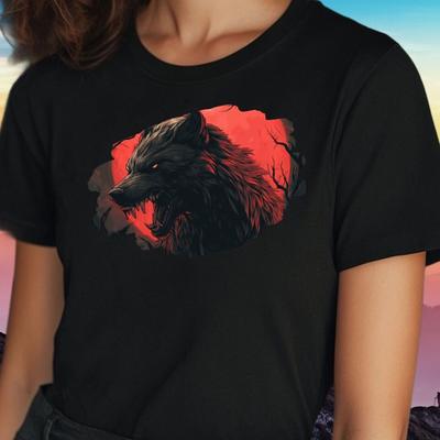 T-Shirt Women Werewolf Motif Cotton Size S To 3XLWill Open In New Window or Tab
