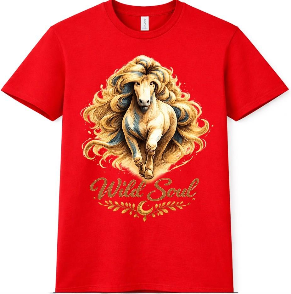 Horse Running T Shirt Western Equestrian Cowboy Wild Soul Graphic Tee S