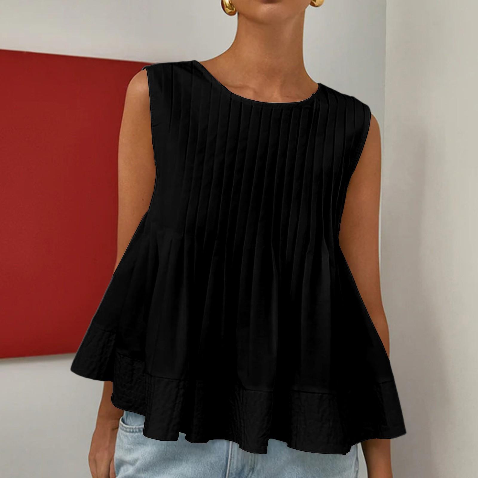 

Женская мода повседневная свободная рубашка без рукавов топы жилет L чёрный