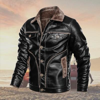 Winter Heren PU Lederen Jas Casual Dikke Bont Thermische Lederen Jassen Heren Bontkraag Motor Leren Donsjassen 8XL