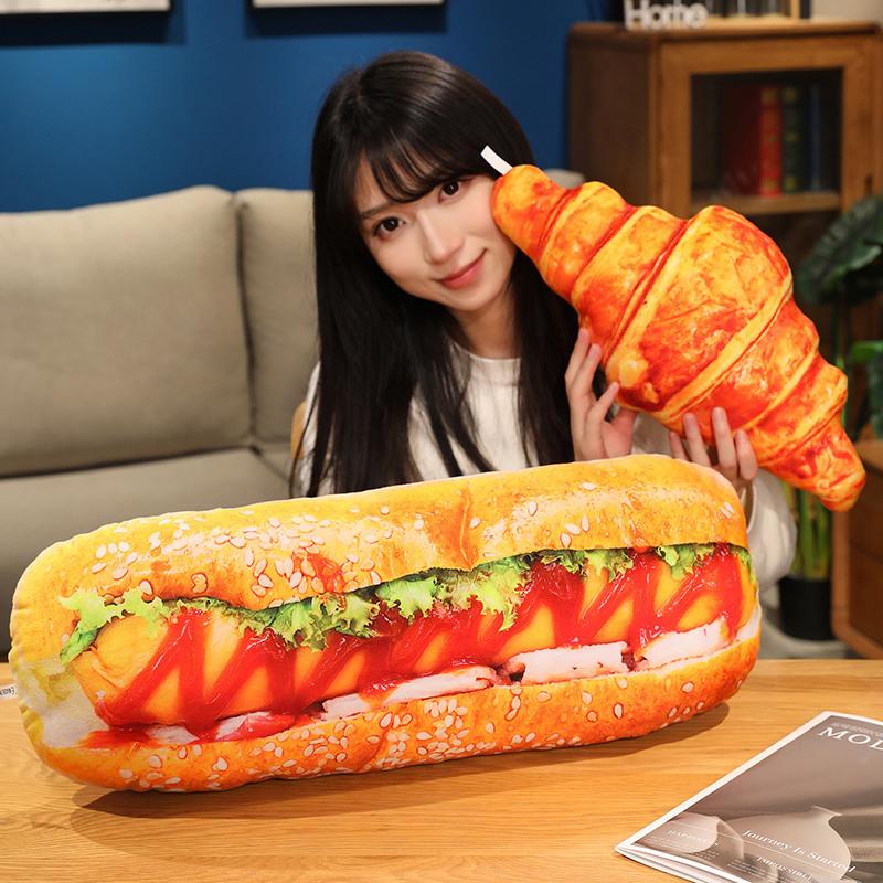 Cartoon Croissant Throw Pillow Plush Toy Doll Twist Bread Hot Dog Doll Home Pillow Doll