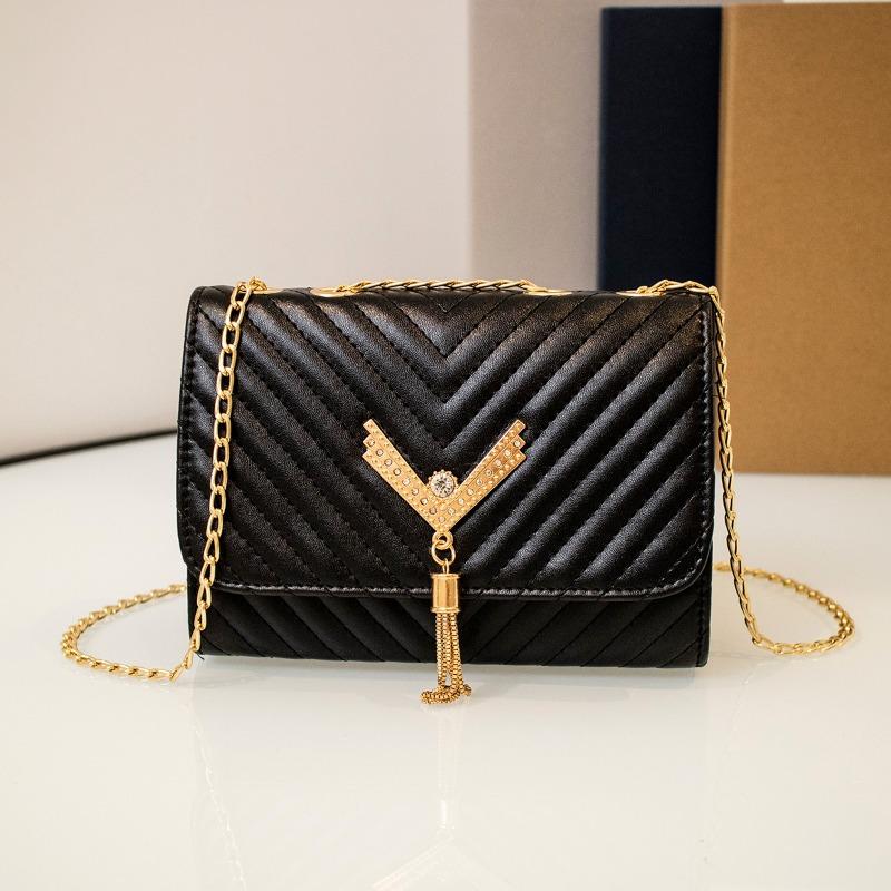 

Женская сумка, новая модная цепочка, уличная сумка-мессенджер на плечо простой расцветки большой вместимости. чёрный