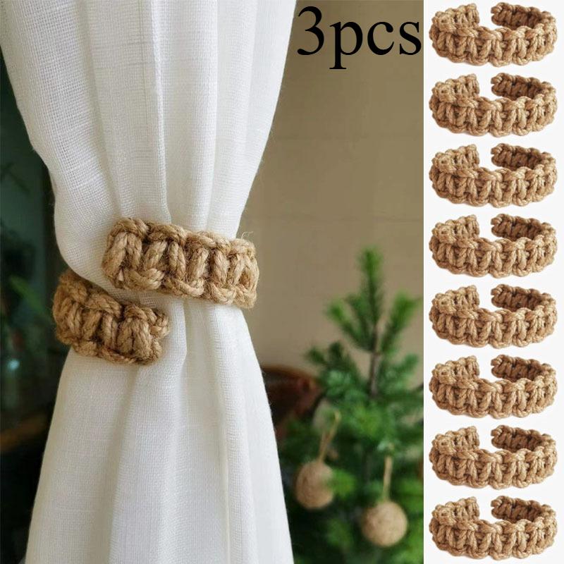 [Hand-Woven Hemp Rope Bracket] Hand-Woven Hemp Rope Curtain Tether -Storage Bracket for Bedroom Home Decoration Accessories